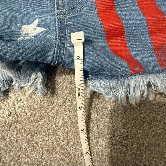 Tinseltown Denim Short Overalls with American Flag Stars & Stripes size small - Picture 6 of 7